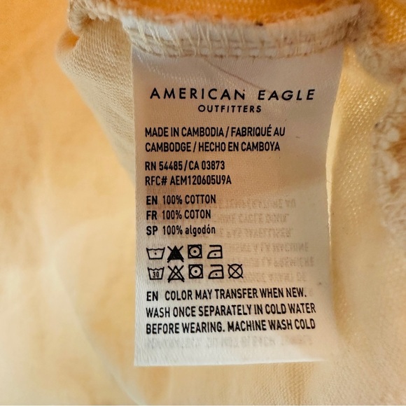 American Eagle Short Sleeve Polo Cropped Shirt Woman’s Size XS Light Pink Cream - Picture 6 of 11